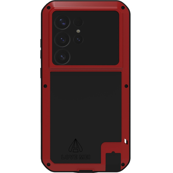 Love Mei Huse pentru Samsung Galaxy S25 Ultra, armored with glass, roșu