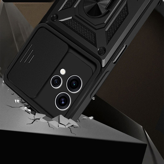Husă blindată CamShield Slide cu capac pentru cameră și inel pentru Oppo Reno 15, negru