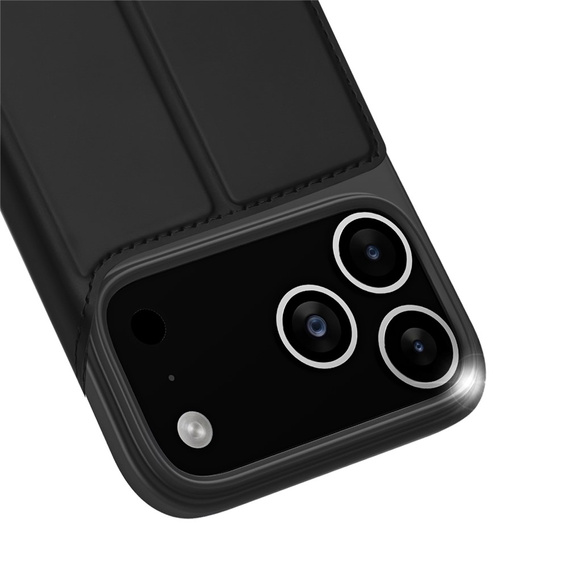 Husă Dux Ducis pentru iPhone 17 Pro Max, Skin Pro, cu clapetă, cu slot pentru carduri, negru