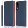 Cu clapetă pentru Samsung Galaxy S25 Edge, Litchi Skin Grain, albastru închis