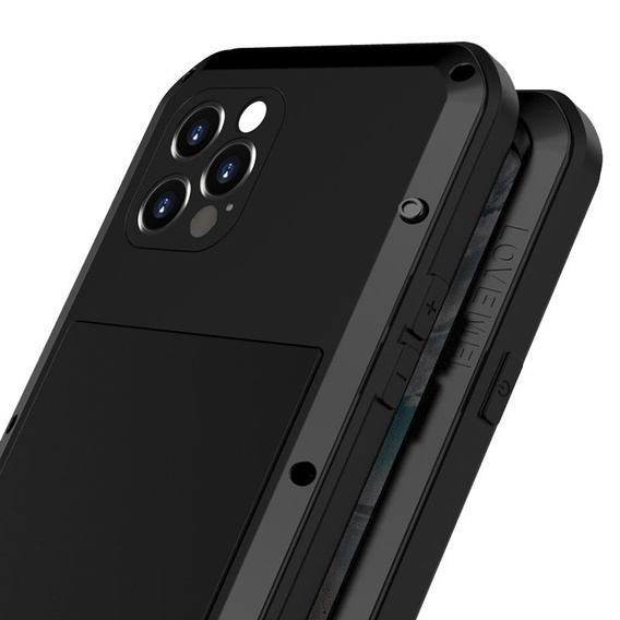 Love Mei Huse pentru iPhone 12 Pro, armored with glass, negru