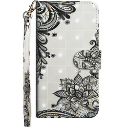 Cu clapetă pentru Xiaomi Redmi Note 8 Pro, Wallet flowers, alb