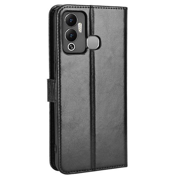 Cu clapetă pentru Infinix Hot 12 Play 4G, Crazy Horse Wallet, negru
