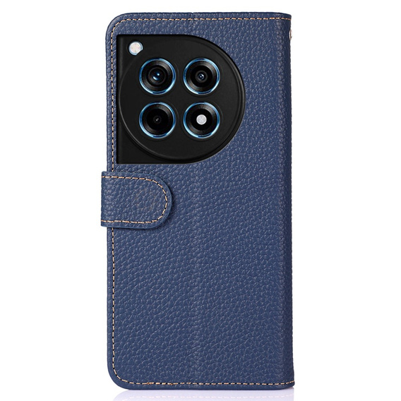 KHAZNEH RFID caz pentru OnePlus 12R, Litchi Texture, albastru