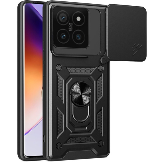 Husă blindată pentru Xiaomi 14T Pro, CamShield Slide, negru