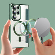 Cu clapetă pentru Samsung Galaxy S23 Ultra, RFID Wallet MagSafe CamShield, verde