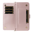 Carcasă cu clapetă pentru Samsung Galaxy S25 Edge, Crossbody Leather Wallet, roz