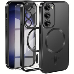 Husă pentru Samsung Galaxy S23, Electro MagSafe, negru + Sticlă pentru ecran