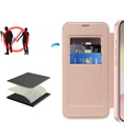 Cu clapetă pentru iPhone 16E, RFID Wallet MagSafe CamShield, roz