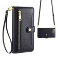 Cu clapetă pentru iPhone 16E, Wallet Zipper Pocket, negru