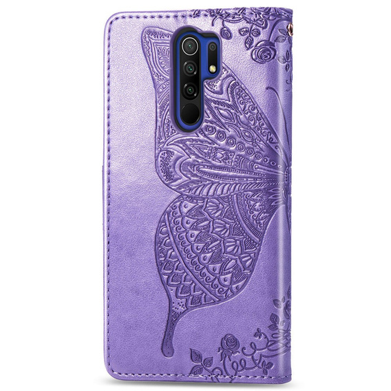 Cu clapetă pentru Xiaomi Redmi 9, Butterfly, violet
