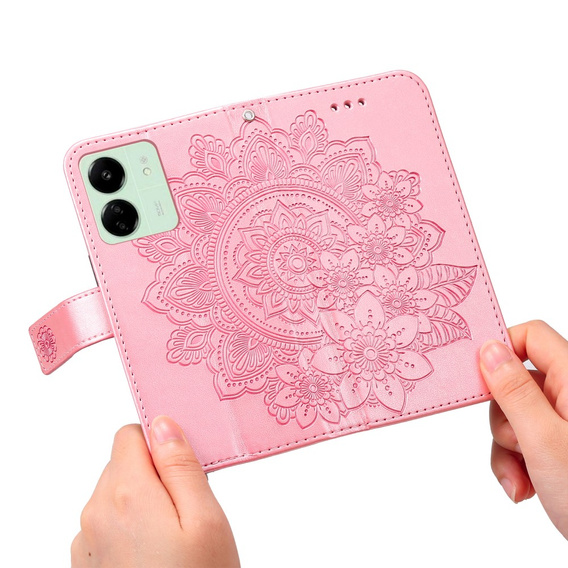 Cu clapetă pentru Xiaomi Redmi 13C / Poco C65, Mandala Flower, roz