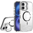 Husă pentru iPhone 17, pentru MagSafe, cu suport, transparentă cu inserții negre