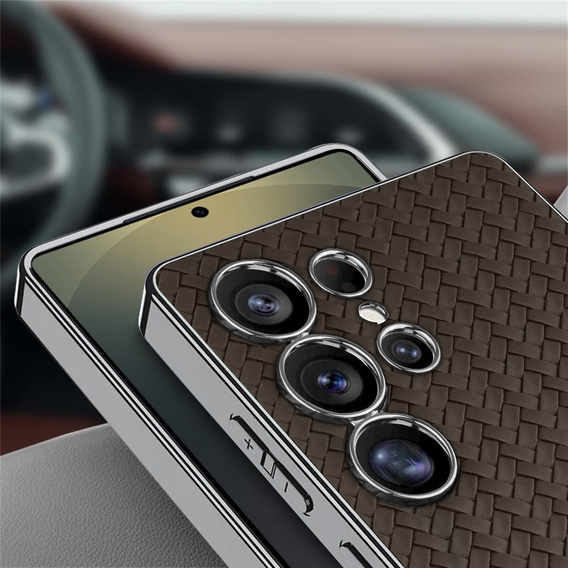 Huse pentru Samsung Galaxy S25 Ultra, GKK Woven Leather, cafea