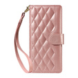 Husă cu clapetă pentru Xiaomi Redmi Note 14 Pro 5G / Xiaomi Redmi Note 14 Pro+ 5G / Xiaomi Poco X7 5G, Rhombus Crossbody Leather, roz rose gold