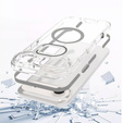Husă pentru iPhone Air, pentru MagSafe, cu suport, transparentă cu inserții gri