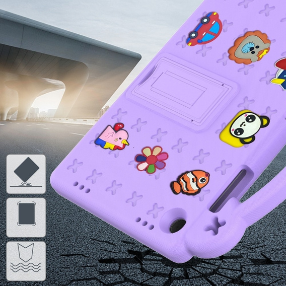 Husă pentru copii pentru Samsung Galaxy Tab A11 Plus / A9 Plus, Cute Patterns, cu suport, violet