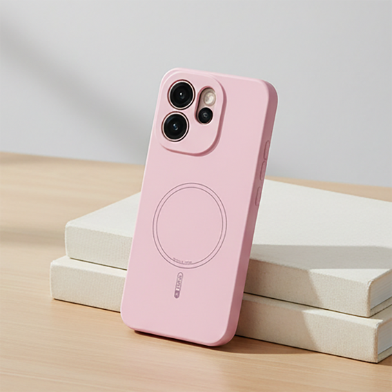 Husă din silicon Lite pentru MagSafe pentru Oppo Reno 15 Pro, roz