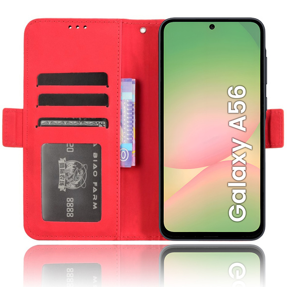 Cu clapetă pentru Samsung Galaxy A56, Card Slot, roșu