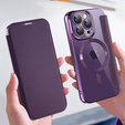 Cu clapetă pentru iPhone 15 Pro, RFID Wallet MagSafe CamShield, violet