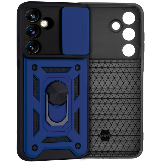Husă blindată pentru Samsung Galaxy S24 FE, CamShield Slide, albastru
