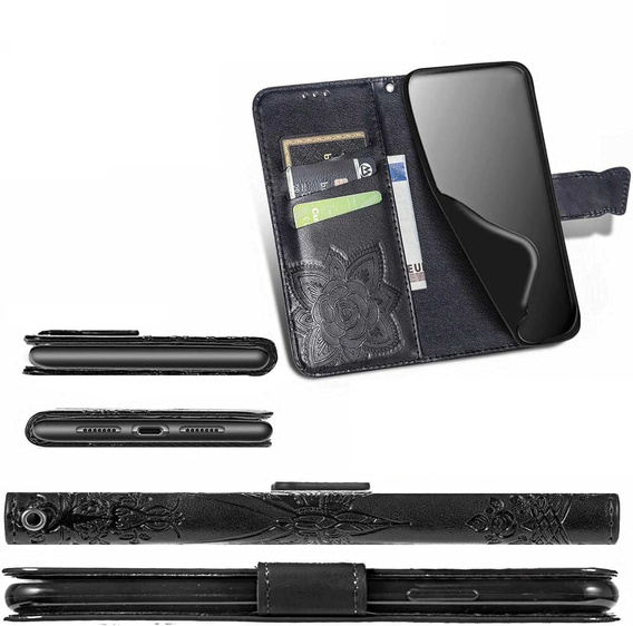 Cu clapetă pentru Realme Note 50, Butterfly, negru