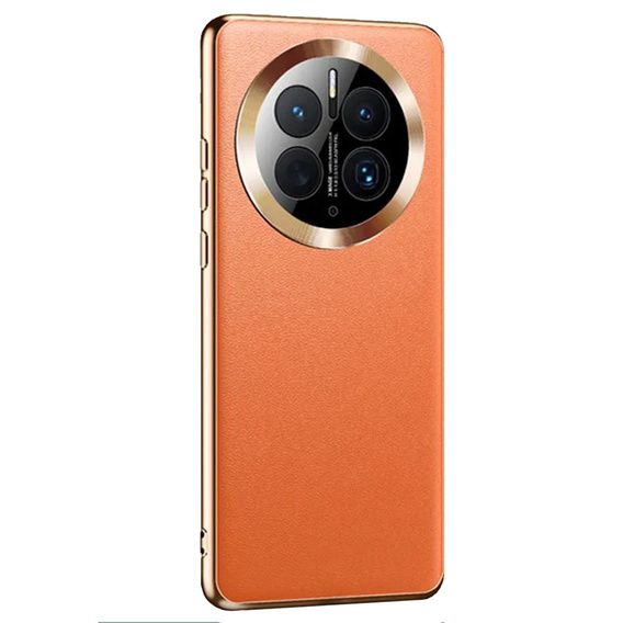 Husă din piele pentru Huawei Mate 50 Pro, leather hybrid, portocaliu