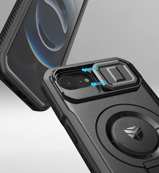 Carcasă blindată pentru iPhone 16 Pro Max, Dexnor CamProtect MagSafe, negru