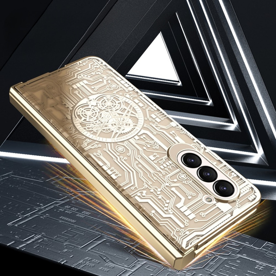 Husă pentru Samsung Galaxy Z Fold 5 5G, Mechanical Legend, de aur