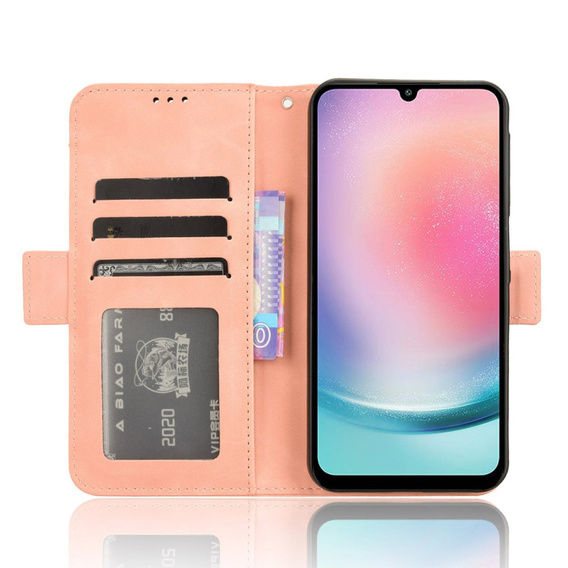 Cu clapetă pentru Samsung Galaxy A25 5G, Card Slot, roz