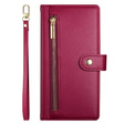 Cu clapetă pentru Oppo Reno 13F 5G, Wallet Zipper Pocket, roșu