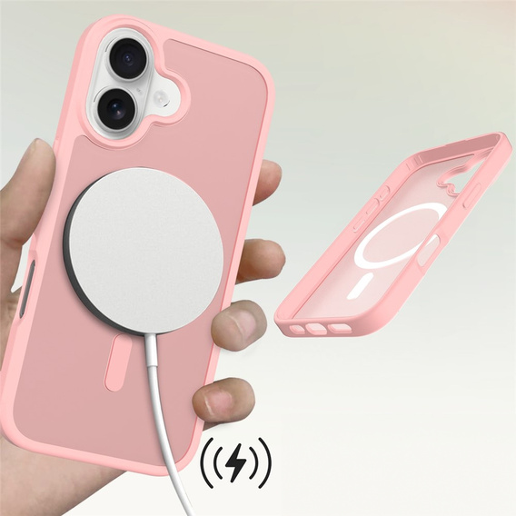 Husă Matt pentru iPhone 17, pentru MagSafe, roz translucid