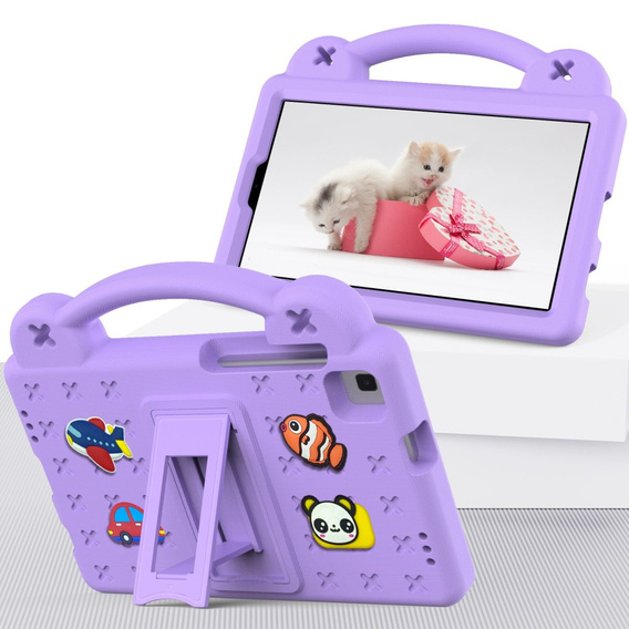 Husă pentru copii pentru Samsung Galaxy Tab A7 Lite 8.7 T220/T225, Cute Patterns, cu suport, violet