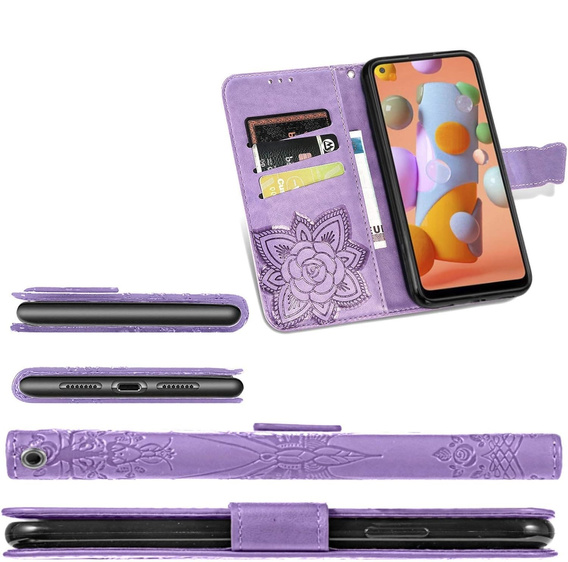 Cu clapetă pentru Oppo A40 / Oppo A40m, Butterfly, violet