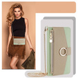 Carcasă flip pentru Motorola Edge 40 Neo 5G, Wallet Zipper Pocket, cu oglindă, verde