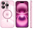 Husă pentru iPhone 16 Pro, ERBORD Glitter MagSafe, roz + Sticlă pentru ecran