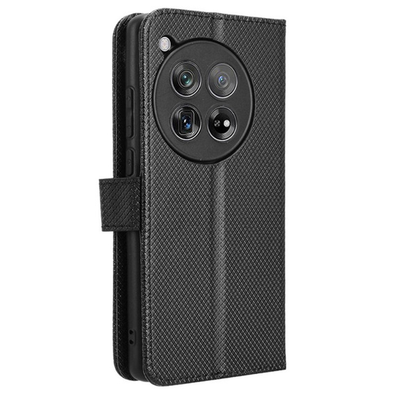 Cu clapetă pentru OnePlus 12 5G, Wallet Smart Magnet, negru