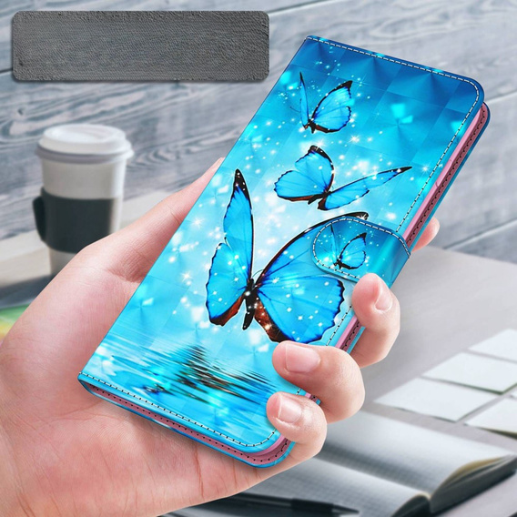 Cu clapetă pentru Oppo A17, Wallet Light Spots Decor Butterfly, albastru