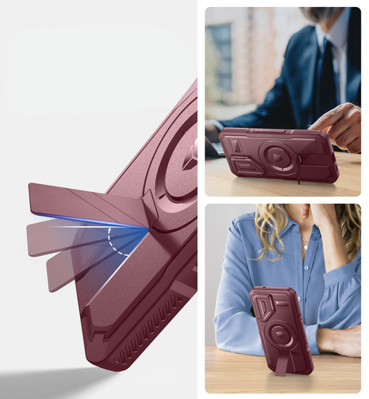 Husă blindată pentru Samsung Galaxy S25, Dexnor CamProtect MagSafe, roșu (Două rame)