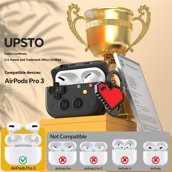 Carcasă retro pentru consolă cu etichetă în formă de inimă pentru AirPods Pro 3