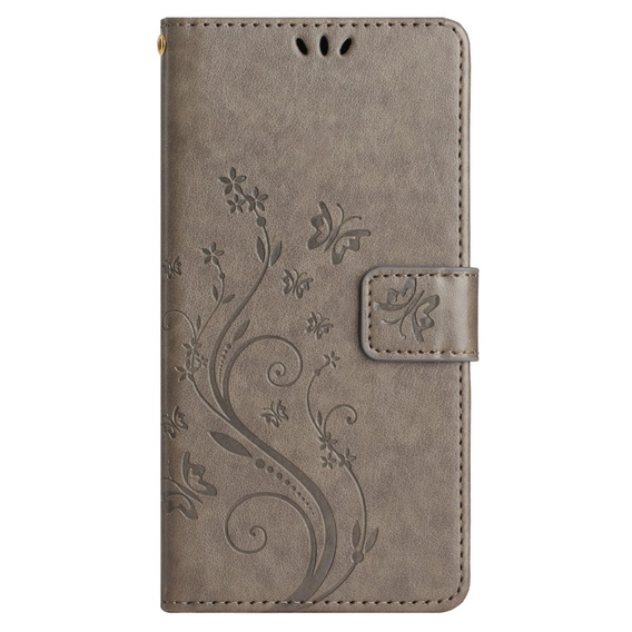 Cu clapetă pentru Xiaomi Redmi Note 13 Pro+, Butterfly, gri