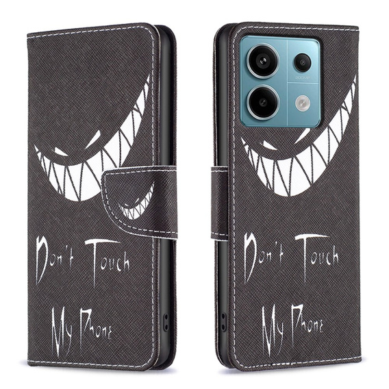 Cu clapetă pentru Xiaomi Redmi Note 13 Pro 5G, Wallet, Don't Touch My Phone negru