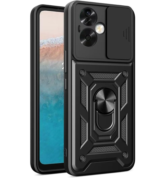 Husă blindată pentru Oppo Reno 11F 5G, CamShield Slide, negru