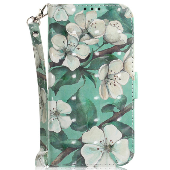 Cu clapetă pentru Motorola Moto E22 / E22i, Wallet, flowers, alb