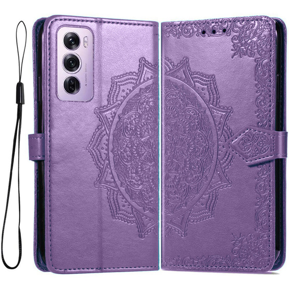 Cu clapetă pentru Oppo Reno 12, Mandala, violet