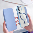 Cu clapetă pentru Samsung Galaxy S23, Wallet, MagSafe, albastru