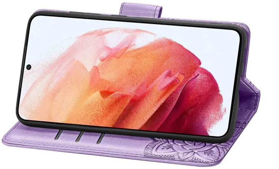 Cu clapetă pentru Motorola Moto E14, Butterfly, violet