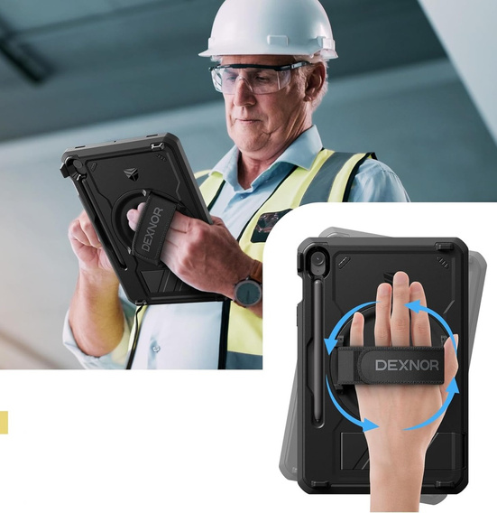 Husă blindată pentru Samsung Galaxy Tab S10 Lite / S10 FE / S9 FE / Tab S9, Dexnor Full Body, negru