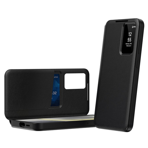 Husă cu clapetă pentru Samsung Galaxy S23 FE, Smart View Wallet, negru