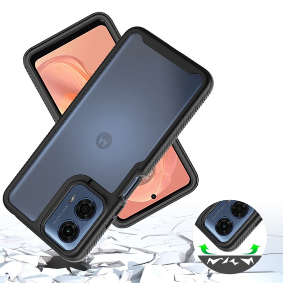 Carcasă pentru Motorola Moto E14 / G24 / G04, Shockproof, cu folie, negru